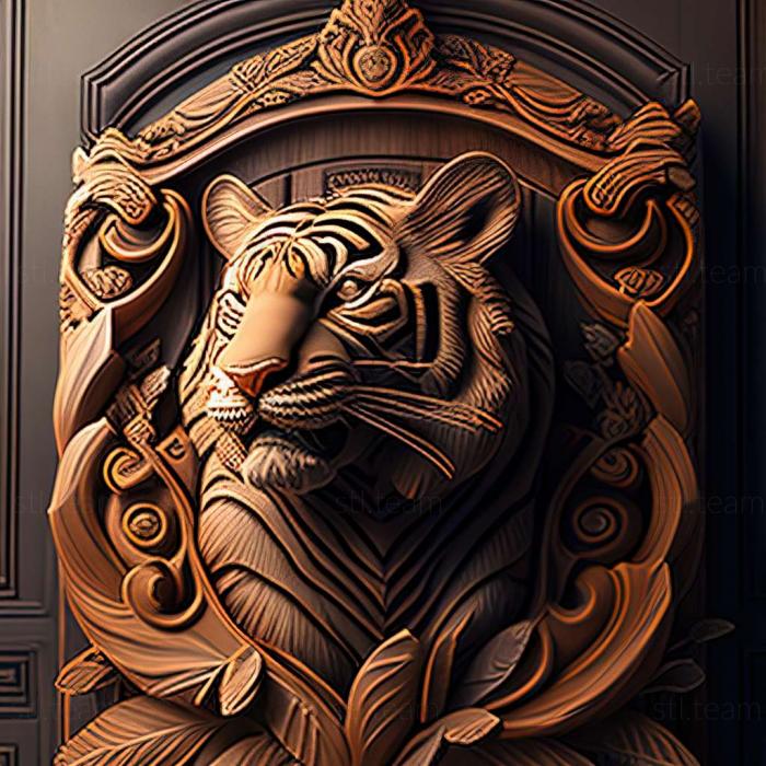 3D модель Двері з тигром 3d (STL)
